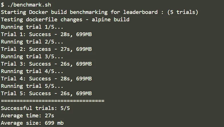 alpine build benchmark