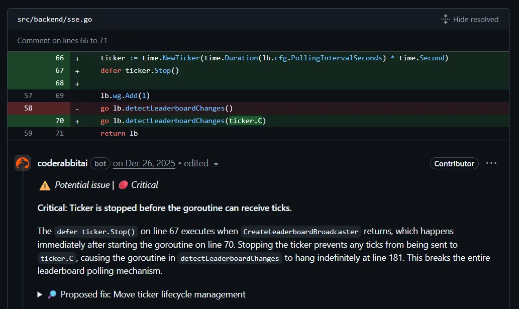 code review - ticker bug